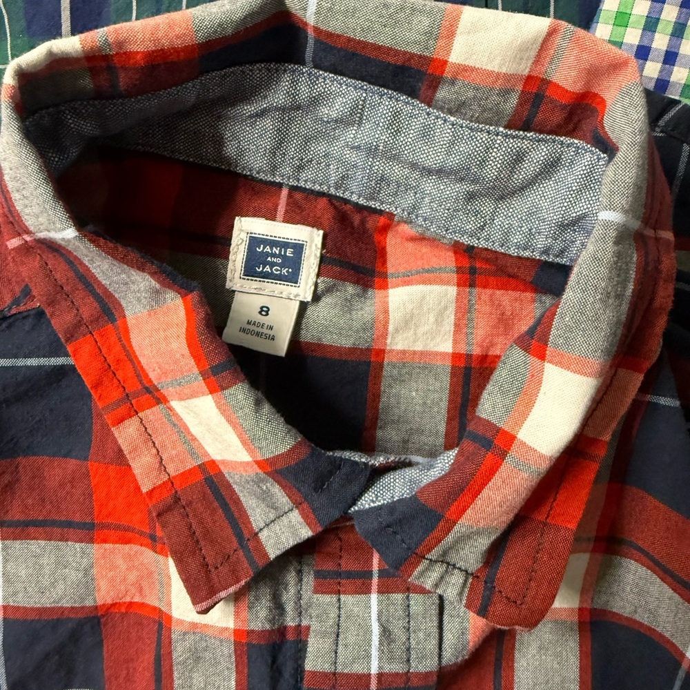 Janie and Jack Lot of 4 LS Boys Plaid Button-Down Shirts Size 8 - Picture 11 of 14